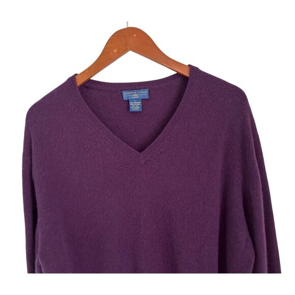 JOSEPH & LYMAN 100% Cashmere Sweater Knitted V-Neck Preppy Pullover Size Large - Picture 2 of 8